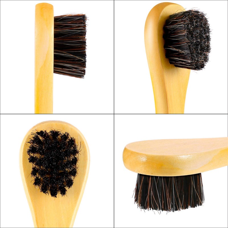 Jovitec 5 Pack Horsehair Polish Applicator Brush Kit Saddle Soap Shoe Shine Brush Dauber Wooden Care Shine Clean for Leather Boot Bag(Light Yellow) - Image 4